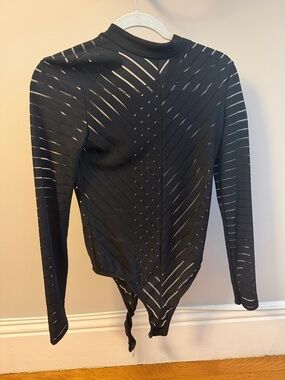 PrettyLittleThing Black Long Sleeve Cutout Ribbed Bodysuit